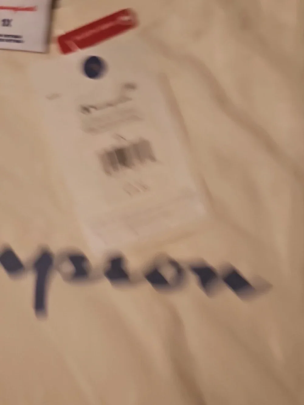 Champion Cream Tee with Navy and Red Logo
